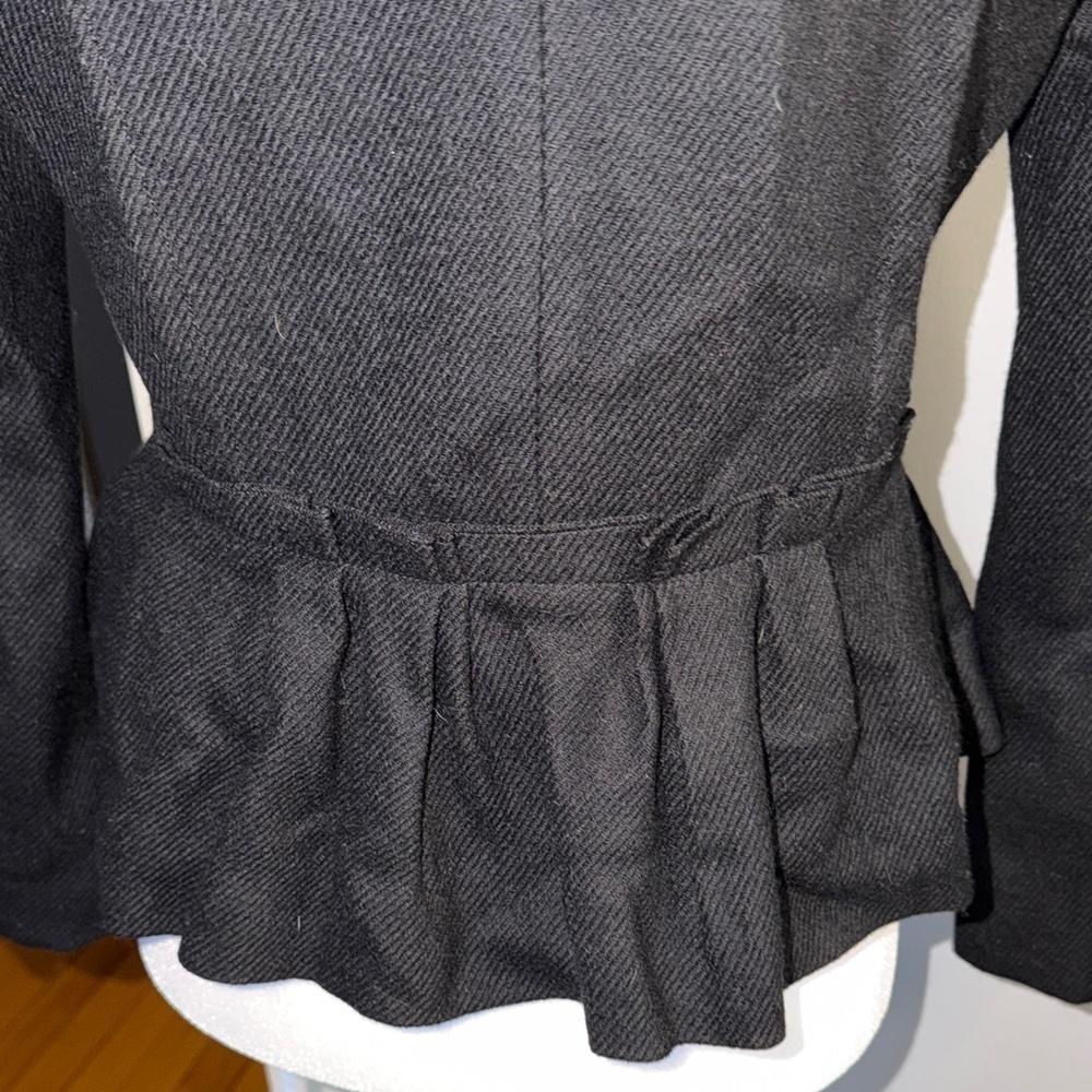 BCBGMaxAzria 100% Wool Black Satin-Accented Women's Blazer - Picture 7 of 11